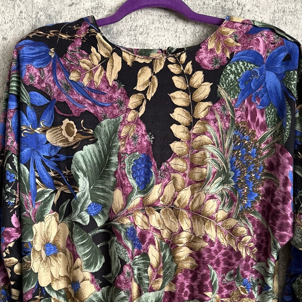 Unique SET Dress with Long Sleeves floral multicolor BLOUSE & SKIRT - Picture 8 of 15